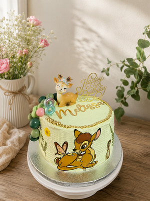 Bambi Essbar Deer Party Tortenaufleger Torte  Geburstag Zuckermasse + TEXT