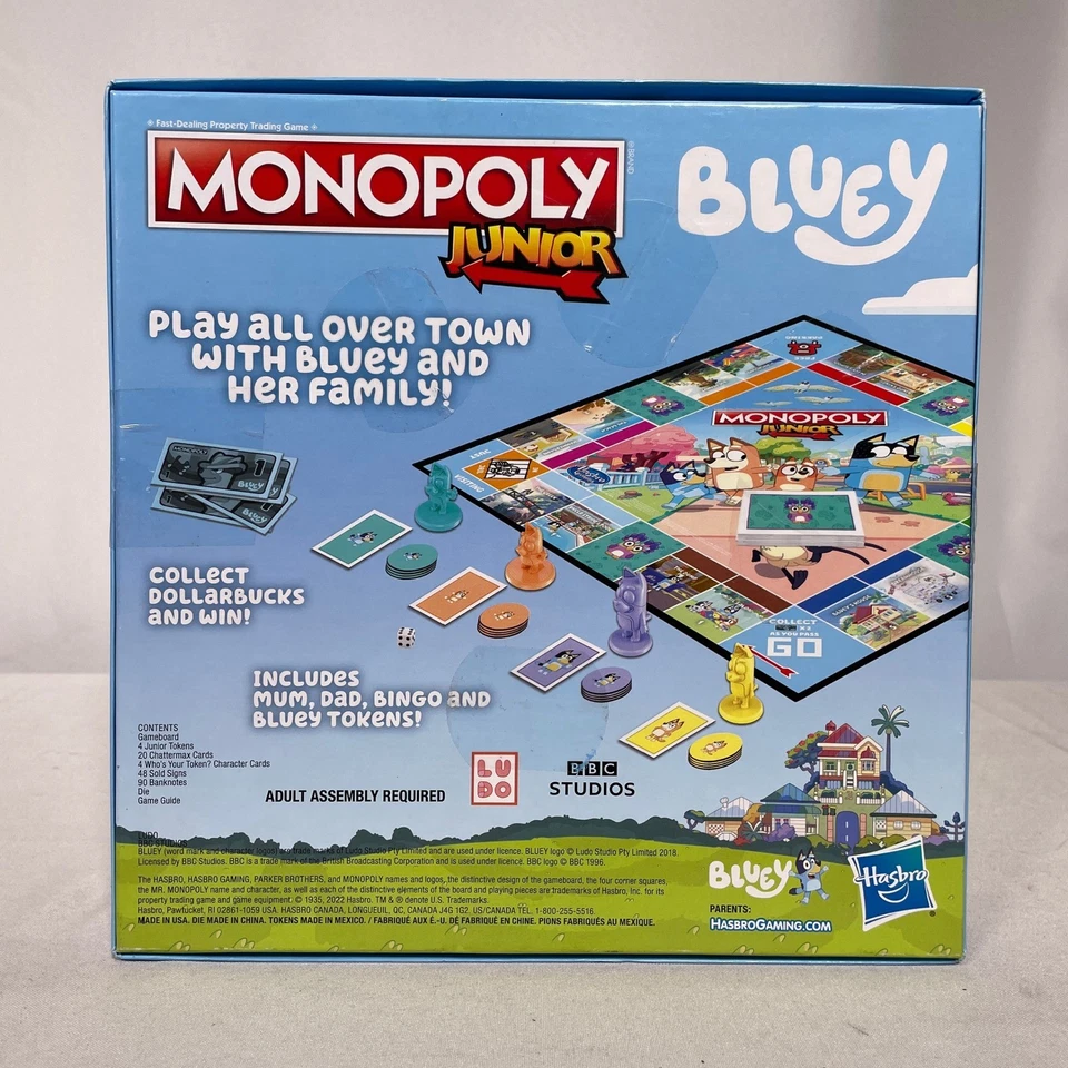 Monopoly Junior Bluey Edition Board Game Hasbro Family Fun 5+ NEW - Image 3 of 4