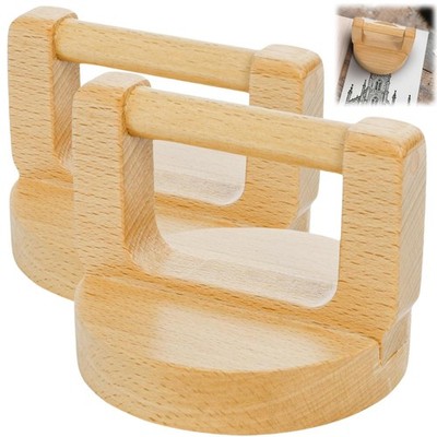Block Printing Baren 2 PCS 4 Inch Wood Hand Press Tool Linocut Crafting Tool