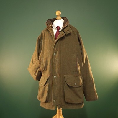 Alan Paine Tweed Feldmantel Herren XL grün kariert Utility Outdoor Full Zip