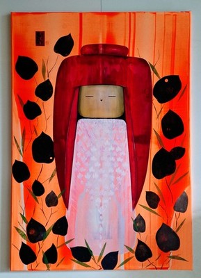 Koizumi Kokeshi Art Original Bild Gemälde Unikat Kunst  handmade japanisch 