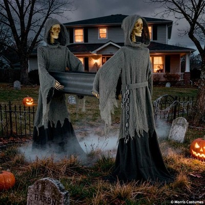 WAIT 4 IT! HALLOWEEN 2026! SKELETON DUO CARRYING COFFIN HAUNT PARTY YARD PRESALE