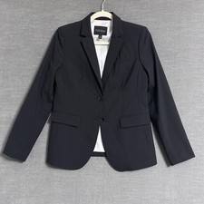 Banana Republic Blazer 4 Petite Black Long Lean Wool One Button Career Office