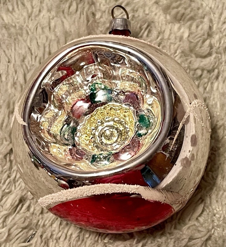 Vintage Glass Blown Double Indent Christmas Ornaments 1940's 3"