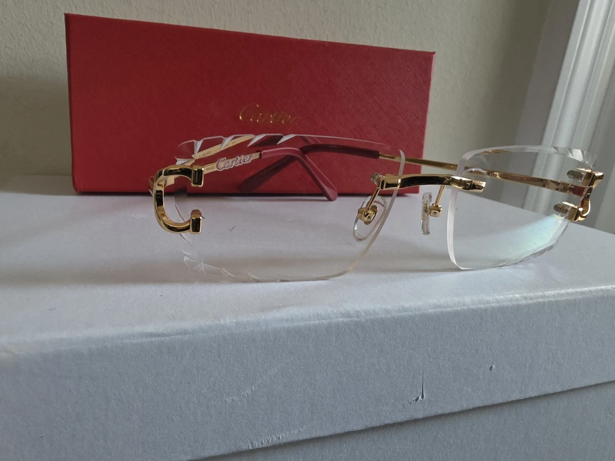 Cartier Gold Clear Sunglasses for Women for sale | eBay