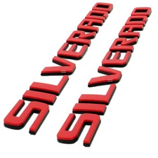 For Silverado Red Black Fender Tailgate Logo Nameplates Letter 3D Emblem