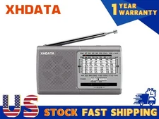 XHDATA D219 Portable AM FM Shortwave Radio Battery Operated Small Great Silver