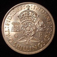 1943 Silver Great Britain Florin 2 shillings UNC
