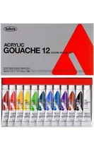 Set De 12 Gouaches Acrilicos De Colores Variados 12Ml Tubos