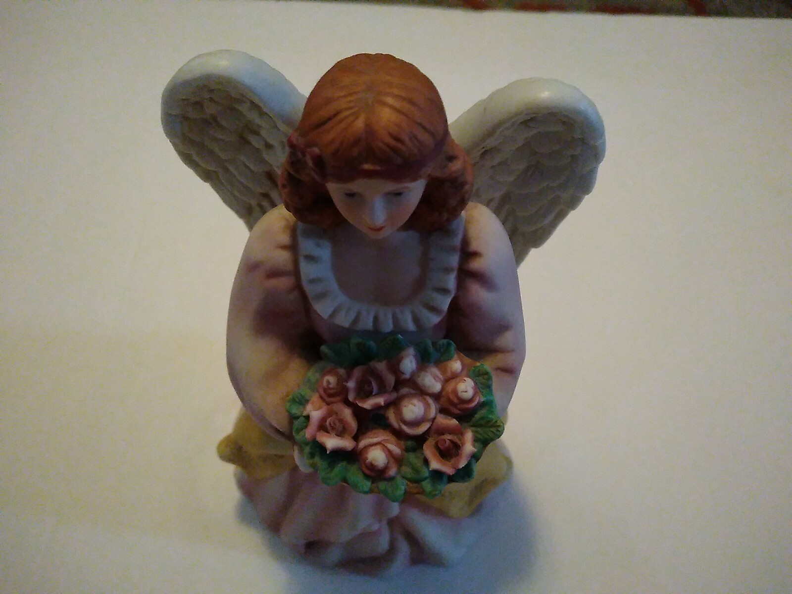 VINTAGE HOMCO Home Interiors Porcelain Angel With Roses Basket Figurine
