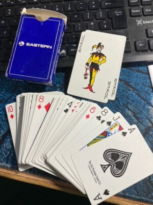 Vintage Eastern Airlines Spielkarten, blaues Paket und Kartenrückseiten