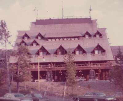 Lodge Exterior Large Architectural Style Trees Parked Cars Mid 1970s