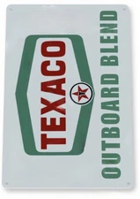 TEXACO TIN SIGN GAS OIL REFINING GAS STATION SERVICE TEXAS DALLAS OUTBOARD MOTOR