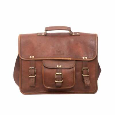 Leather Vintage Messenger Shoulder Men Satchel & Laptop School Briefcase Bag