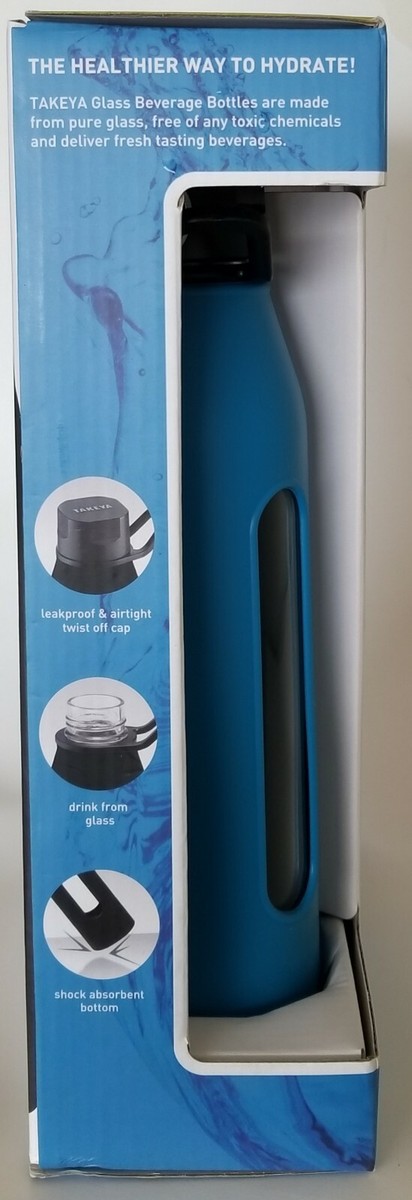 Takeya Classic Twist Cap Glass Water Bottle - 22oz, Cobalt Blue, BPA-Free With Silicone Seal - View #10