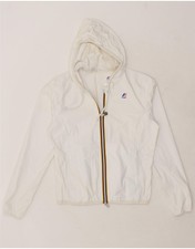 K-way Womens Hooded Rain Jacket Us 7 Medium White Polyamide Bo07