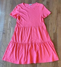 Gap Women's Tiered Cotton Mini Dress, Bright Coral Pink Orange, Size Small. NWOT