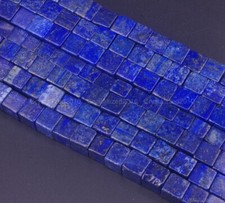Natural Lapis Lazuli Gemstone Square Cube Spacer Beads 4mm 6mm 8mm 10mm 15.5"