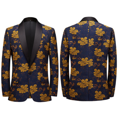 Herren Jacquard Anzug Blazer Abendkleidjacke Hochzeit Showman Kostümmantel Party