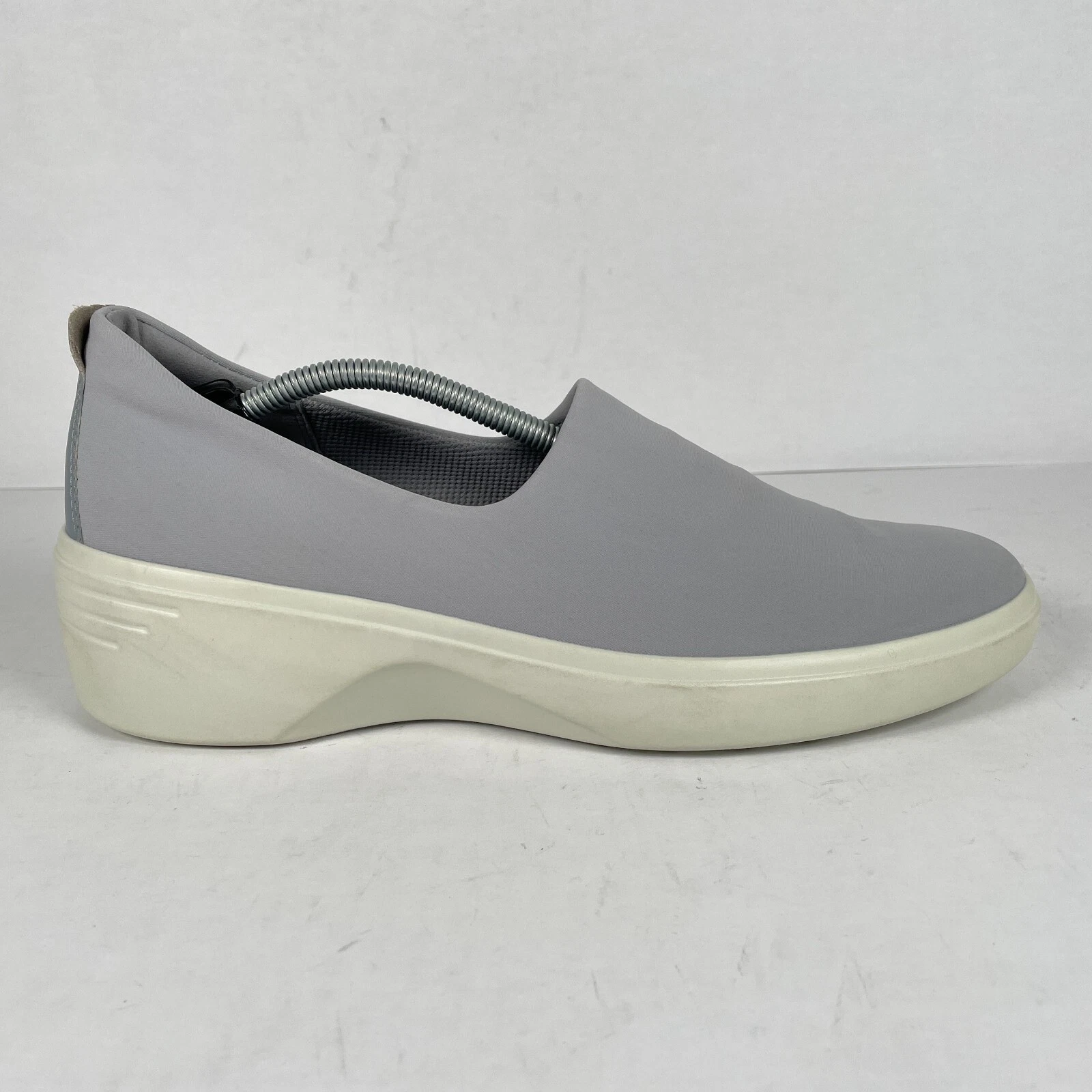 Mocassini donna Ecco Soft 7 zeppa taglia 41 US 10 grigio nylon scarpe casual slip on