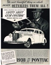 1938 Pontiac Silver Streak 4-door Sedan With Safety Shift Art Vintage Ad