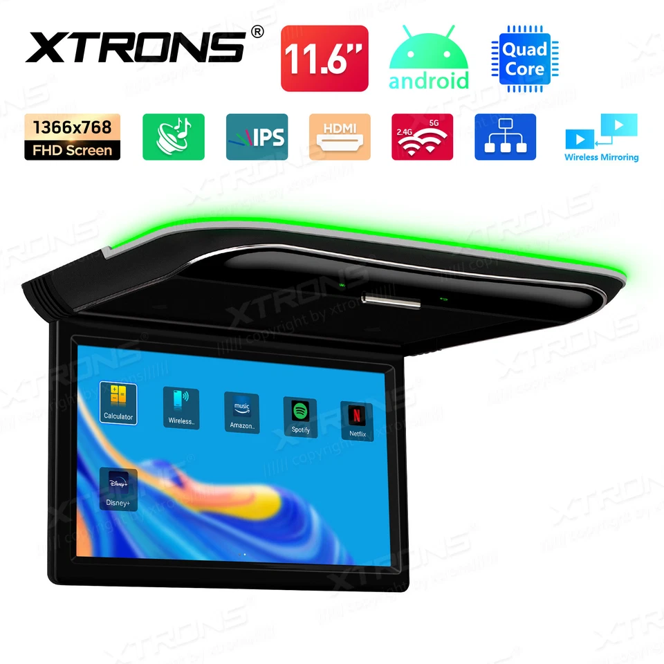 XTRONS 11,8 Zoll Deckenmonitor Android 16GB IPS 8K HDR10+ Digital FHD-Bildschirm - Bild 4 von 4