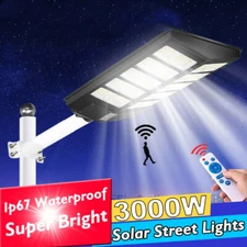 3000W Commercial LED Solar Street Flood Lights Outdoor Dusk To Dawn Wall Lamp