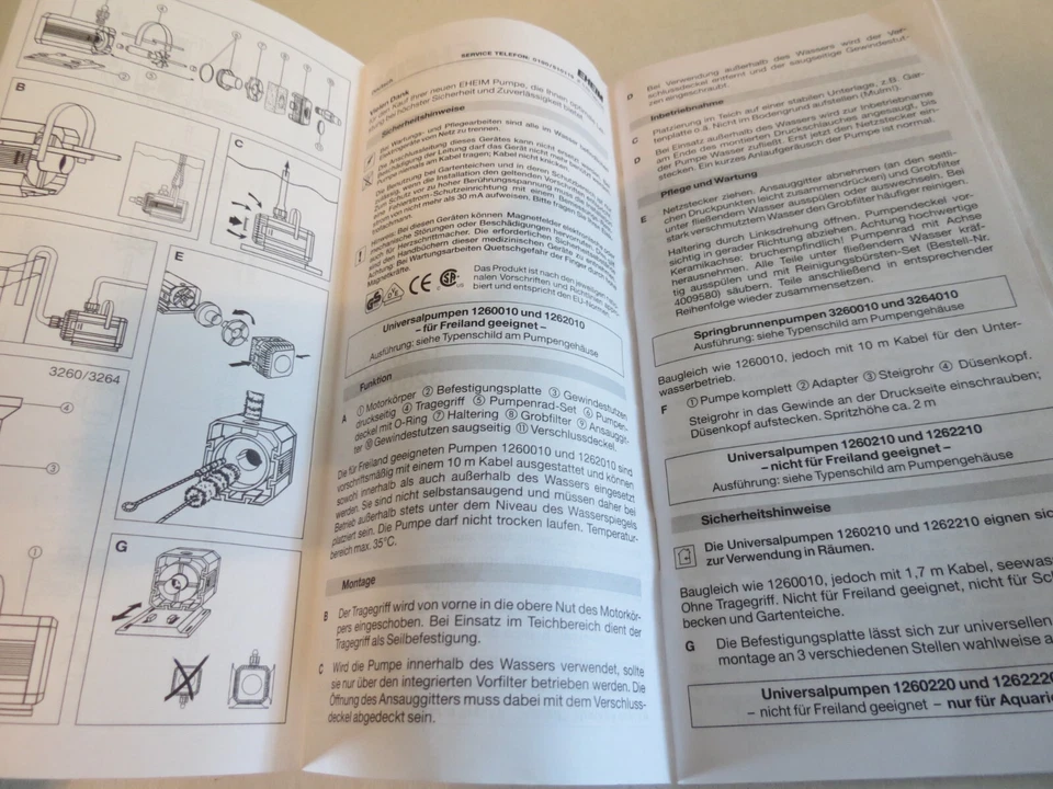 EHEIM 1260/1262/3260/3264 Universal Water Pump Owner's Manual & Parts Guide-Nice - Image 4 of 4