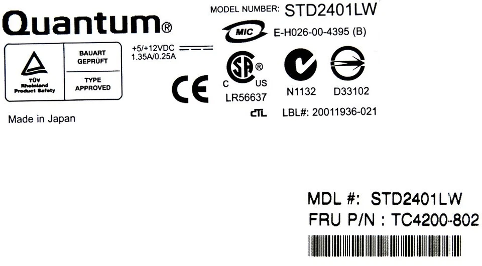 Streamer Quantum TC4200-802 Seagate STD2401LW DDS4 20/40GB SCSI 3.5'' - Image 3 of 3