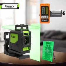 Huepar 5 Lines Green Beam Cross Line Self-Leveling Laser Level + Laser Detector