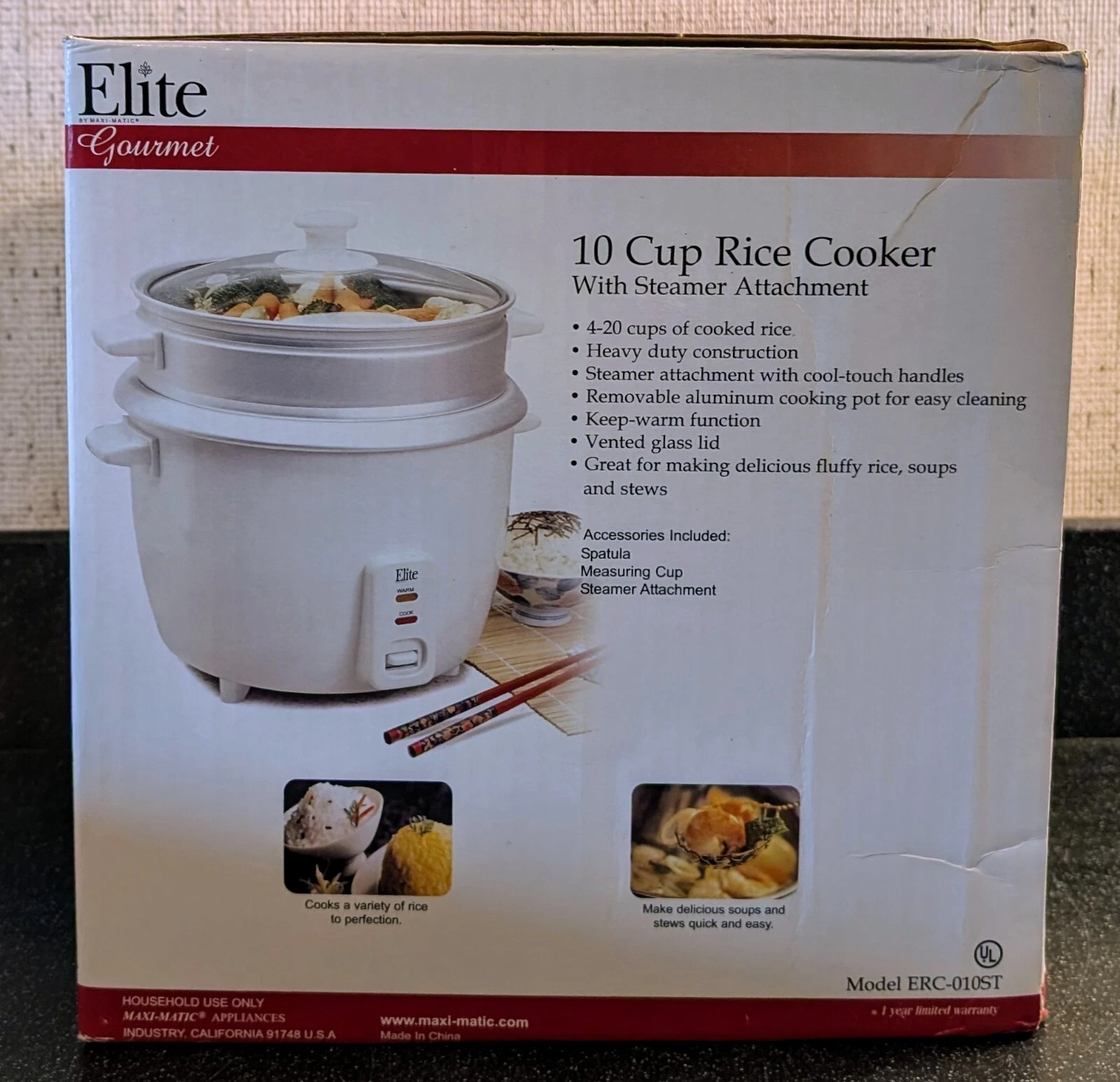 Elite Gourmet 10 cup Rice Cooker--never used--white