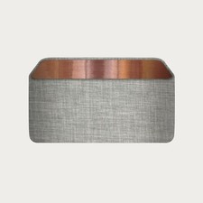 Lampshade  Light Grey Textured Woven Brushed Copper Rounded Rectangle 