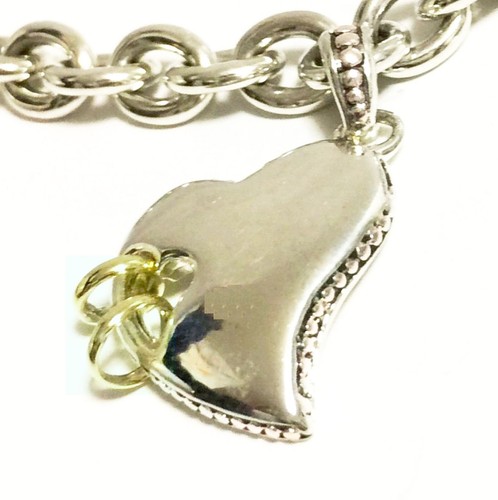 SCOTT KAY 7.5" 16g Sterling Silver Heart 14k Gold Rings Charm Bracelet Women NWT - Picture 2 of 14