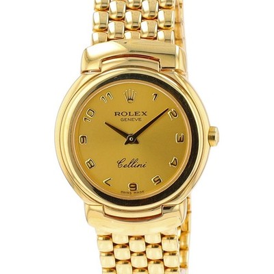 Rolex Cellini Champagne Dial 18K Yellow Gold 6621/8 Ladied Watch w/ Box & Cert
