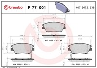 Bremsbelagsatz Scheibenbremse Prime Brembo P 77 001 FüR Ssangyong Tivoli XLV SUV