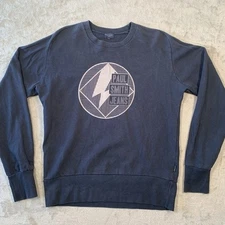 Paul Smith Jumper Mens Large Blue Jeans Crew Neck PS London Cotton Lightening