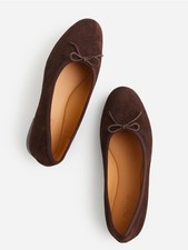Madewell April Dark Carob Brown Suede Bow Ballet Flat Women's Size 8 NEW