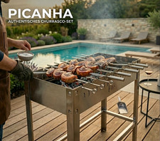 Schaschlikgrill Mangal Holzkohle Edelstahl 12 Spieße Grill Camping Garten …