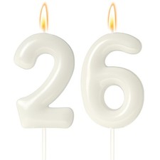 26 Candles 26th Birthday Decorations for Women, White 26th Candle for Beige B...