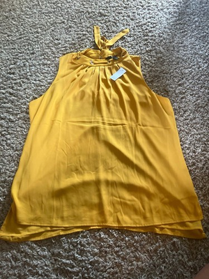 #ad White House Black Market Sleeveless Grommet Shell Top In Marigold Size XL NWT $30.00