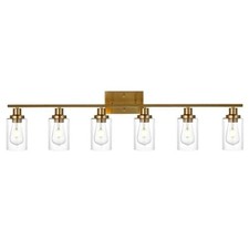Farmhouse Bathroom Vanity Light Fixtures Brushed Brass Finished 6-Light with...
