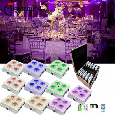DJ light battery par 4pc 18W RGBWA+UV Remote wireless slim uplight for party US