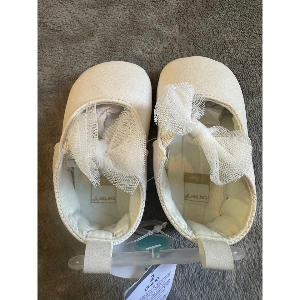 Carter's Bebé Niñas Blanco Zapatos de Vestir, Talla 2 3-6 Meses, Nuevos Con Etiquetas Foto 3 de 4