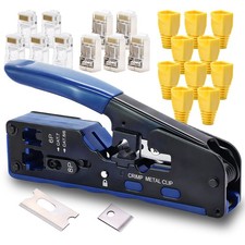 RJ45 Crimp Tool Pass Through Ethernet Crimper for CAT7 CAT6A CAT6 CAT5E CAT5,...