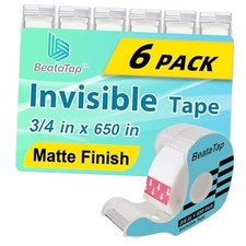 Tape, Invisible Tape for Gift Wrapping, 6 Rolls 6 Refillable 3/4 6 Pack