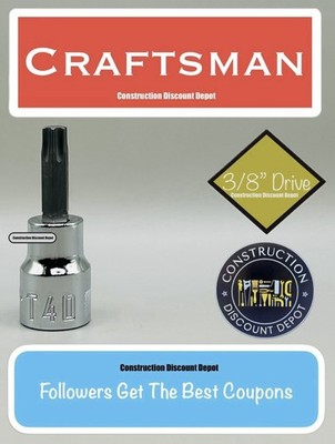 Craftsman Sockets 3/8'' Drive T40 Torx Bit Socket CMMT42665