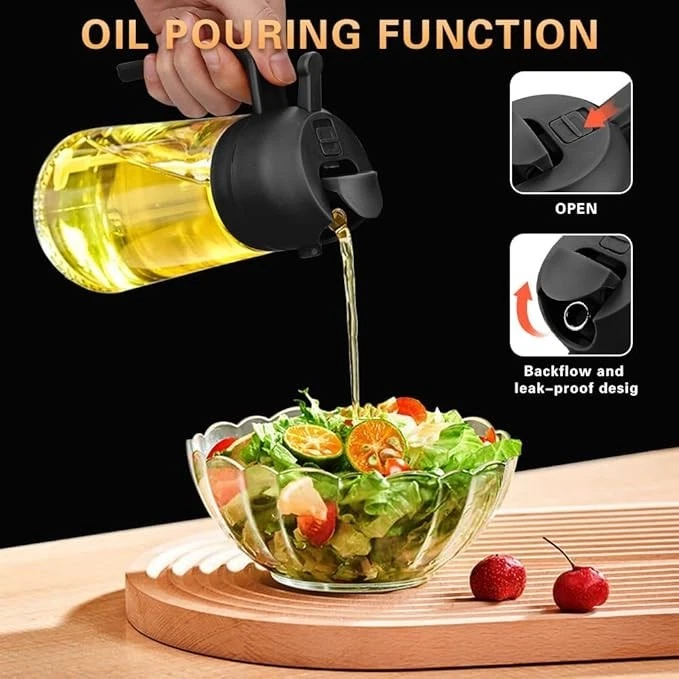 2 in 1 Oil Sprayer Bottle 470ml for Cooking Kitchen Baking BBQ Salad Air Fryer - Image 2 of 4