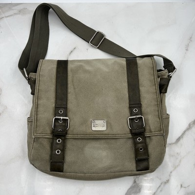 Kenneth Cole Messenger Bag Tan Canvas Laptop Color Olive