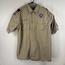 Boy Scouts of America Mens Adult Shirt XL Short Sleeve Sewn/Glued Patches Stains
