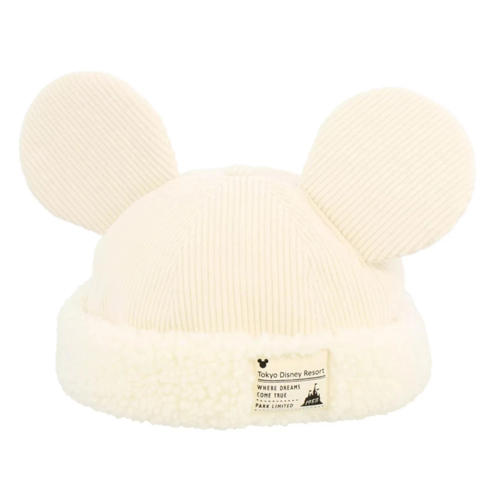 Tokyo Disney Japan Fluffy Mickey Ears Bucket Hat Winter White - Ship from CA